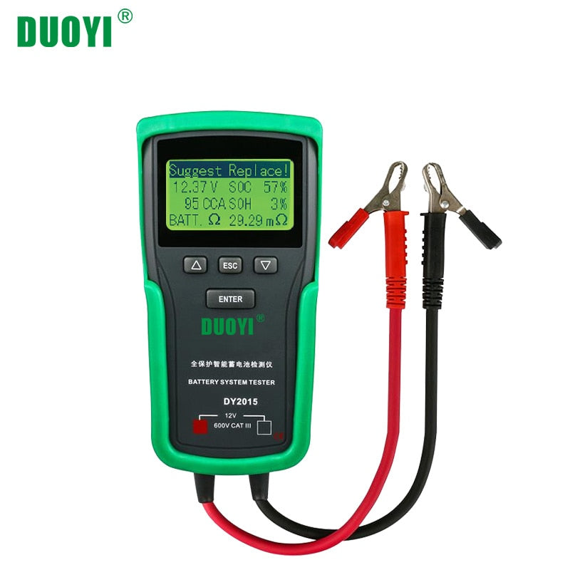 DUOYI DY2015 12V Car Battery System Tester Capacity Maximum Electronic load Battery Cranking Charge Test Digital Diagnostic Tool