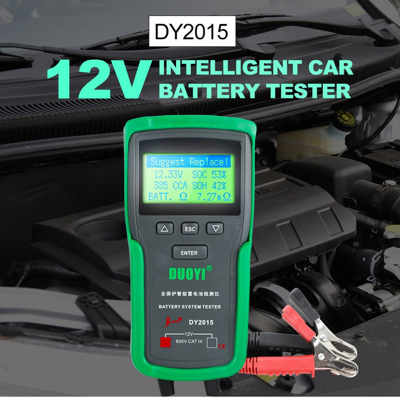 DUOYI DY2015 12V Car Battery System Tester Capacity Maximum Electronic load Battery Cranking Charge Test Digital Diagnostic Tool