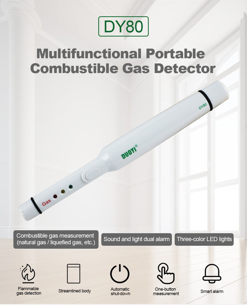 DUOYI DY80 Portable Gas Leak Detector Combustible LPG Natural Gas Detector Butane Propane Methane Flammable Gas Analyzer Alarm