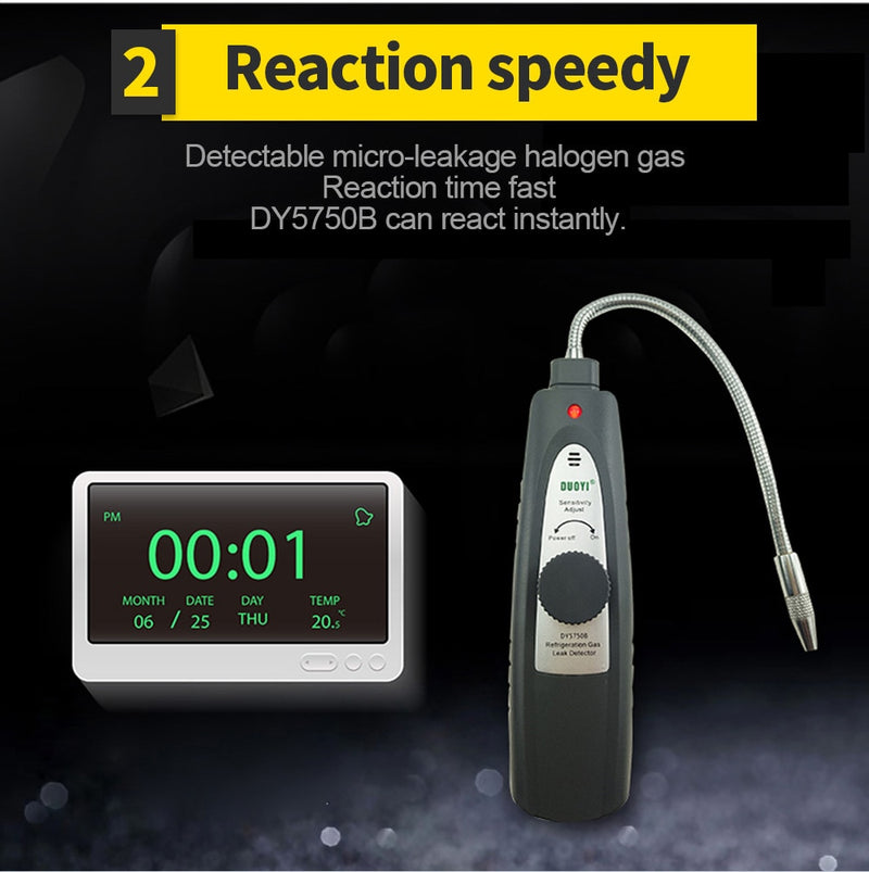 DUOYI DY5750B Refrigeration Gas Leak Detector Automotive Car Air Conditioning Freon Electronic Halogen Leak Detection Test Tools