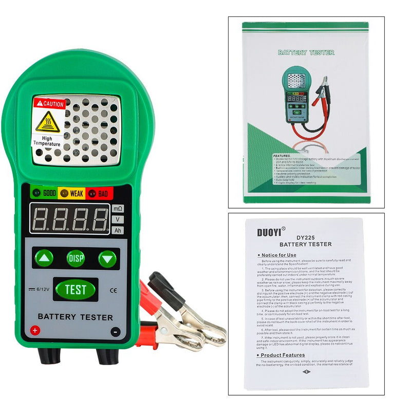 DUOYI DY225 Car Battery Tester Analyzer 6V 12V DC  Automotive Resistance Test Auto for Electric Battery Energy Storage Marine