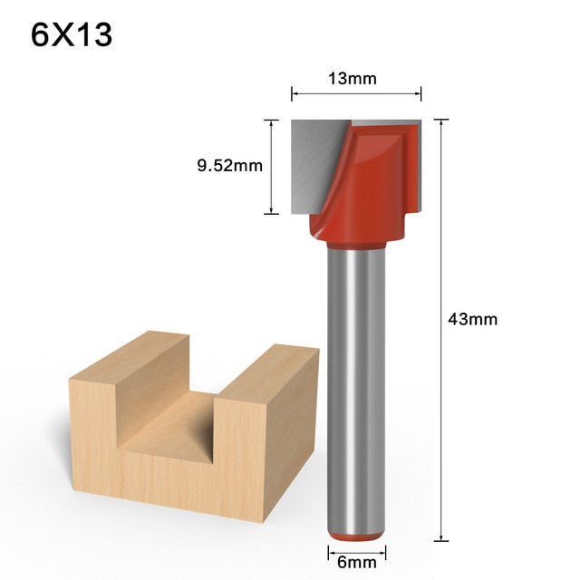 6mm Shank Surface Planing Bottom Cleaning Wood Milling CNC Cutter Engraving Knife Router Bit Woodworking Tool 10-32mm