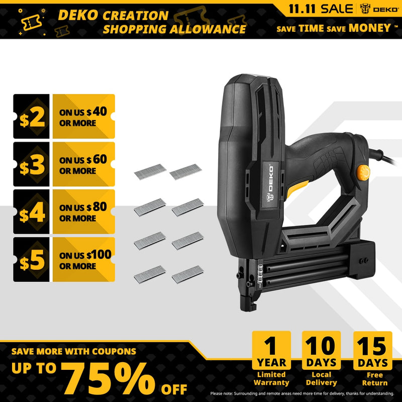 DEKO DKET02  Electric Tacker and Stapler Furniture Staple Gun for Frame with Staples & Woodworking Tool,Nail gun